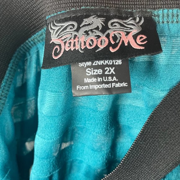 Teal Stretchy Below knee Length Skirt Fun Ruffles High Quality Plus Size 2X - Picture 4 of 4